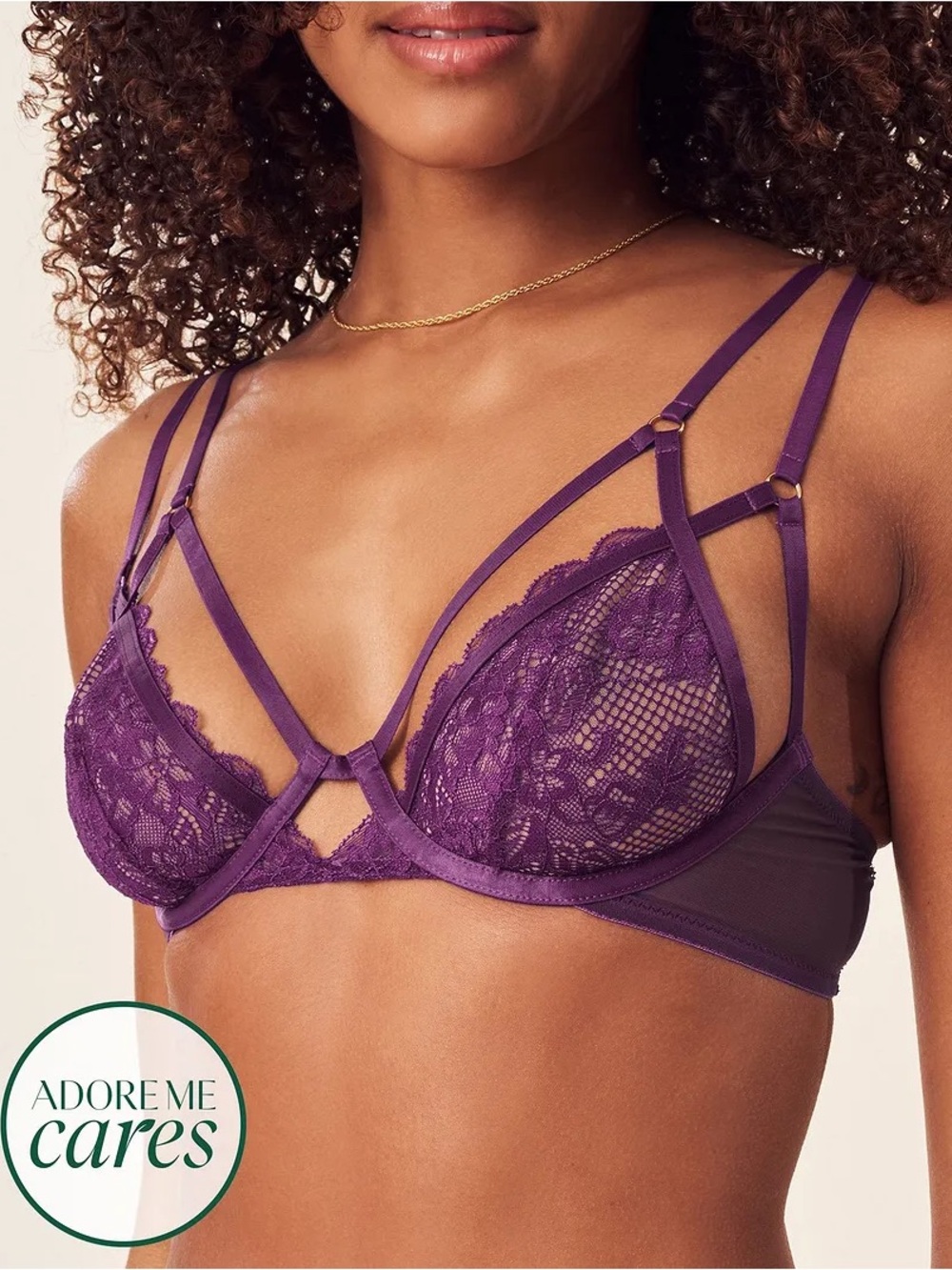 Adore Me Plum Lace Strappy Underwire Bra - 36C